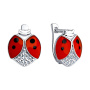 Детские серебряные серьги с эмалью и фианитами «Божья коровка»