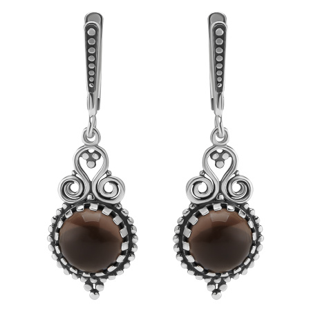 Серьги из серебра с раухтопазом