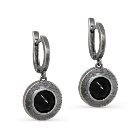 Серьги с черным фианитом