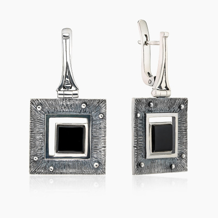Серьги из серебра с ониксом