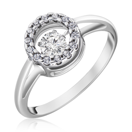 Серебряное кольцо с танцующим фианитом
