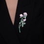 Брошь из серебра с фианитами и эмалью «Цветок»