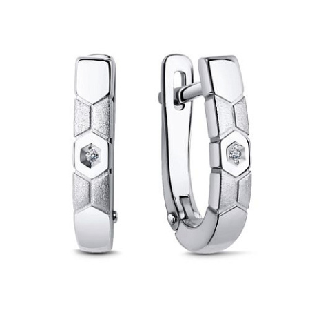 Серебряные серьги с бриллиантом