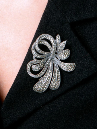 Серебряная брошь Alexandre Vassiliev с марказитами Swarovski