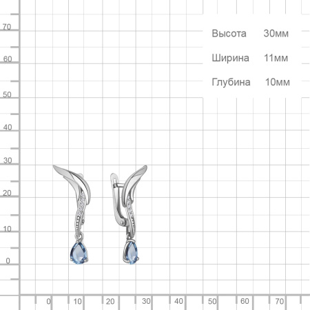 Серебряные серьги с топазом и фианитами