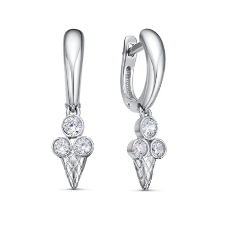 Серьги из серебра с фианитами «Мороженое»