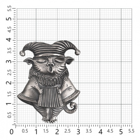 Брошь из серебра «Кот - Гармонист»