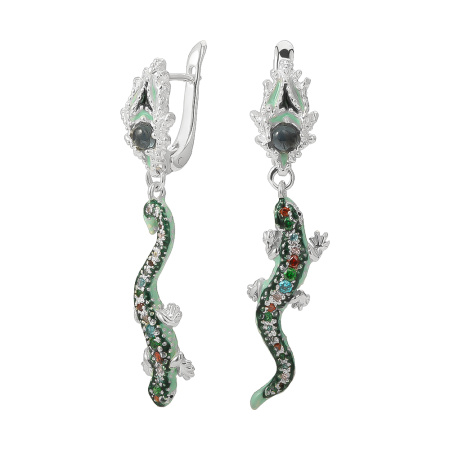 Серьги из серебра «Ящерица»