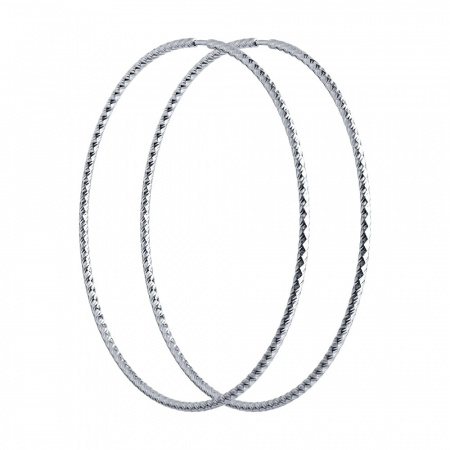 Серьги конго из серебра с алмазной гранью