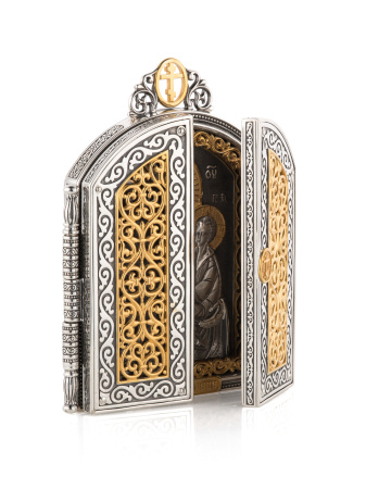 Серебряный складень «Тихвинская Богоматерь»