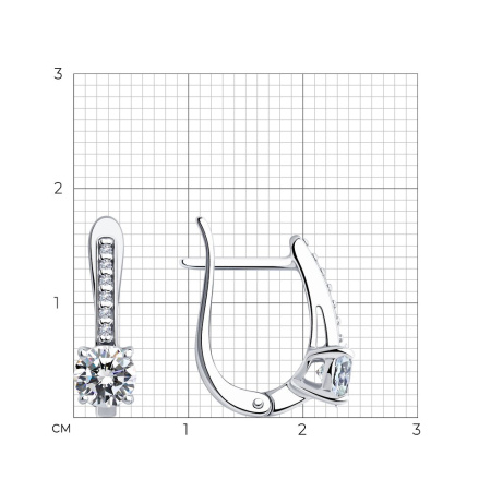Серьги из серебра с фианитами