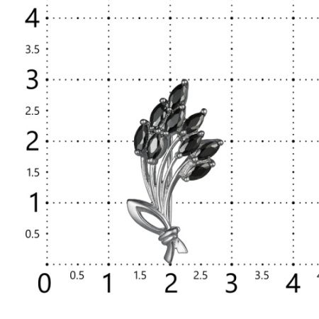 Брошь из серебра с фианитами «Букет»