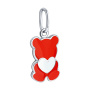 Подвеска из серебра с эмалью «Мишка с сердечком»