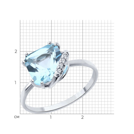 Серебряное кольцо с топазом и фианитами