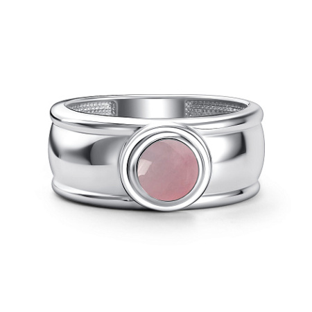 Кольцо из серебра с розовым кварцем