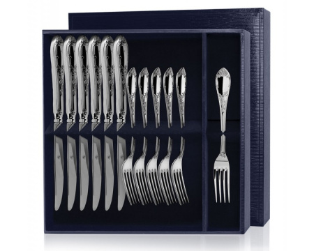 Серебряный набор десертный «Престиж» 12 предметов ножи и вилки