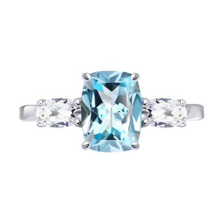 Кольцо из серебра с топазом и фианитами