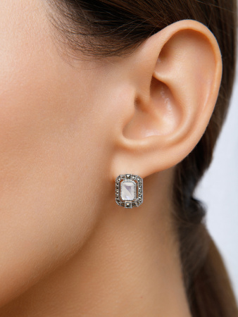 Серебряные серьги ALEXANDRE VASSILIEV с лунным камнем