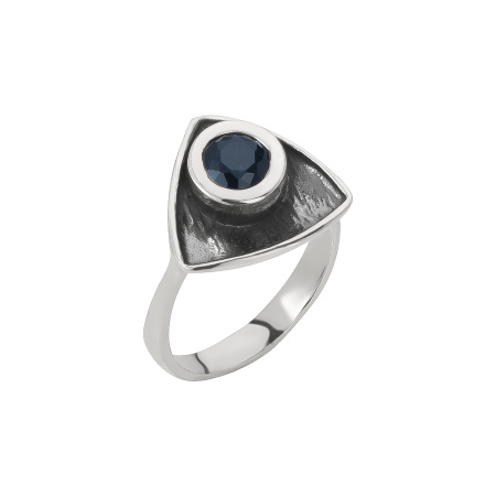Кольцо из серебра с сапфиром «Треугольник»