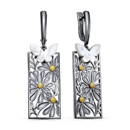 Серебряные серьги с перламутром «Бабочка»