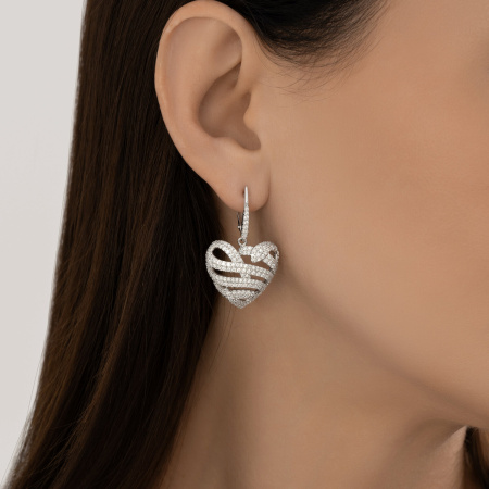 Серьги из серебра с фианитами «Змея»