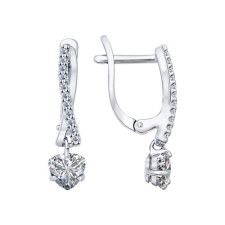 Серьги из серебра с фианитами