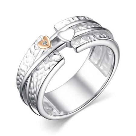 Кольцо из серебра с бриллиантом «Сердце»