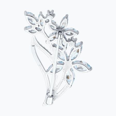 Брошь из серебра с топазами и фианитами