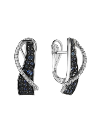 Серьги из серебра с сапфирами и фианитами «Мариам»