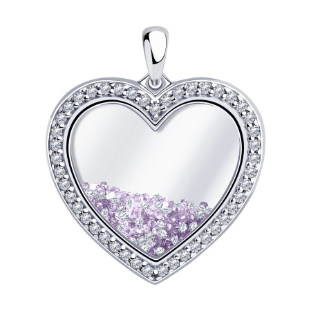 Подвеска из серебра с лейкосапфирами и фианитами «Сердце»