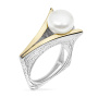 Серебряное кольцо с жемчугом и золотом