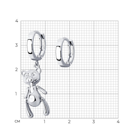 Серьги из серебра «Медведь»
