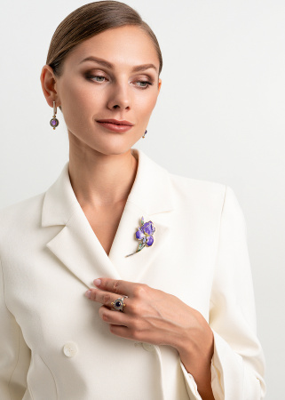 Серебряная брошь «Ирис»