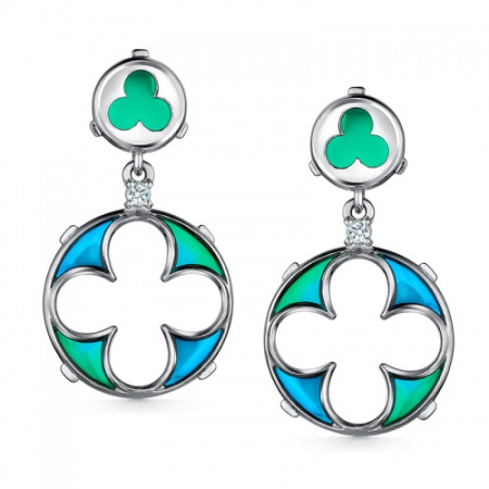 Серебряные серьги с эмалью «Витражи»