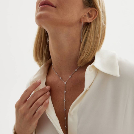 Серебряное колье-сотуар с фианитами