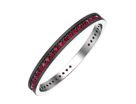 Серебряное кольцо с рубиновыми фианитами