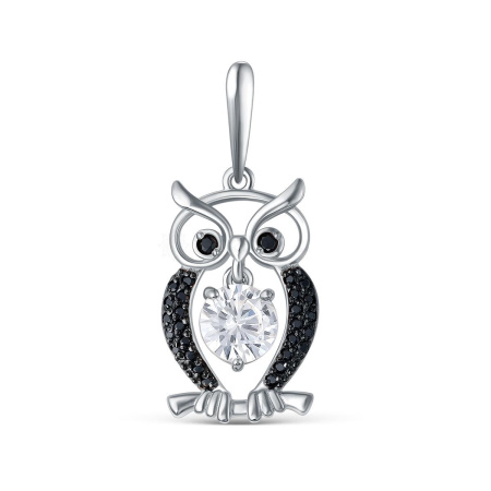 Подвеска из серебра с фианитами «Сова»