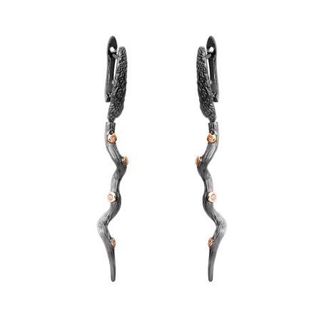 Длинные серебряные серьги с фианитами