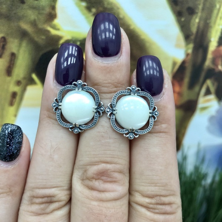 Серебряные серьги «Барокко» с перламутром