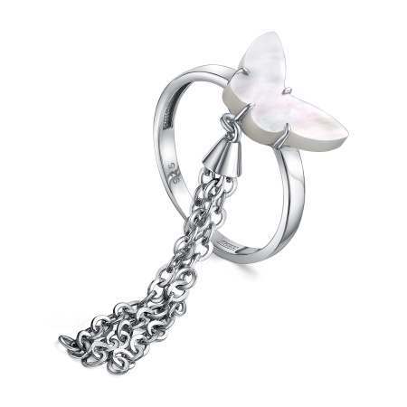 Кольцо из серебра с перламутром «Бабочка»