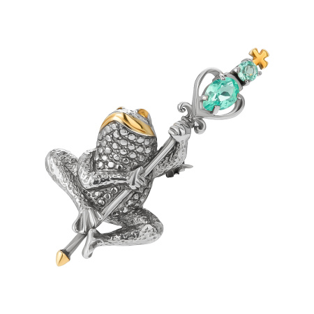 Серебряная брошь «Лягушка»