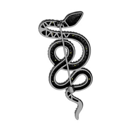 Брошь из серебра с фианитами «Змея»