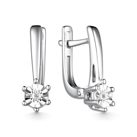 Серебряные серьги с бриллиантом
