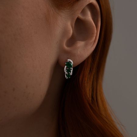 Серебряные серьги с агатами и фианитами