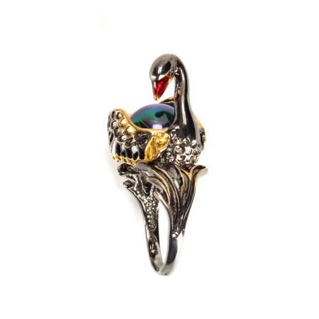 Серебряное кольцо «Лебедь»