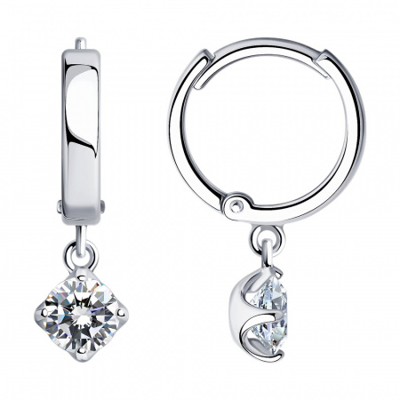 Серьги из серебра с фианитами