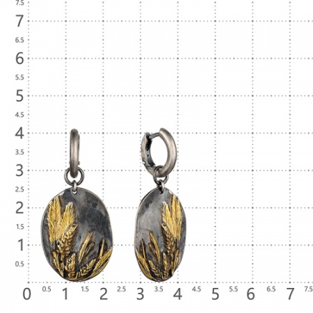 Серебряные серьги с подвесами «Цветы России»