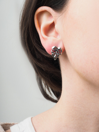 Серьги из серебра «Монстера»