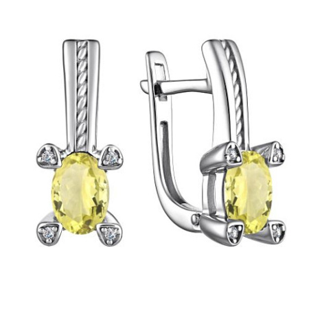 Серебряные серьги с кварцем и фианитами