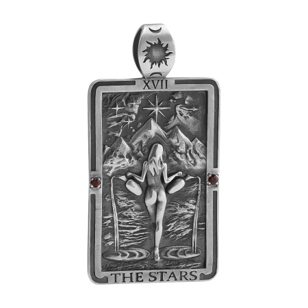 Кулон из серебра с гранатом «Карта Таро Звезда»